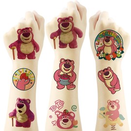 20pcs Big Temporary Tattoos Toys Story Lot'so Strawberry Bear Cute Anime Tattoos Sticker Waterproof Birthday Party Supplies Favors