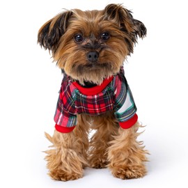 Rocky Thermal Jacket Clothes Fleece Lined Sweater for Dogs, Puppies, Warm Coat Bodysuit Onesie One Piece Vest Pet Jammies with Leg Warmers for Small, Medium, Large Dogs Cats (White Plaid, Small)