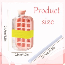 GWAWG Ice Cube Bottle, 2-in-1 Ice Cube Bottle with Straw, with Leak-proof Lid, Portable Design with Pressure Release for Drinks, Outdoor and Home Use
