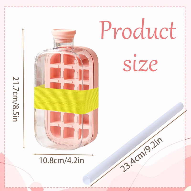 GWAWG Ice Cube Bottle, 2-in-1 Ice Cube Bottle with Straw,