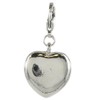Quiges 3D Heart Clip On Charm Pendant Silver Plated Women's