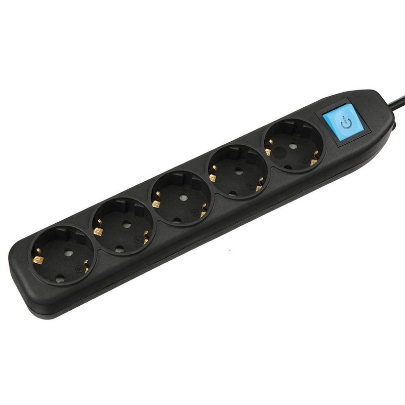 Electraline 62267 Power Strip 5-Way with Switch, Cable 1.5 m