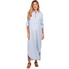 PinkBlush Light Blue Striped Button Down Maternity Maxi Dress