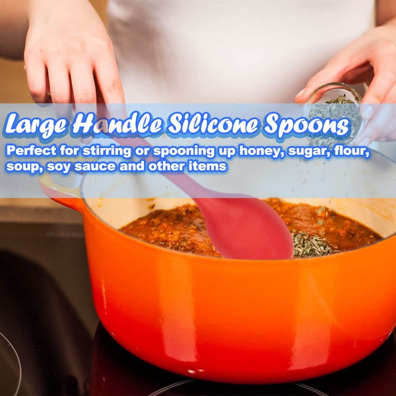 4Pcs Silicone Basting Serving Spoon Silicone Nonstick Mixing Spoon Silicone