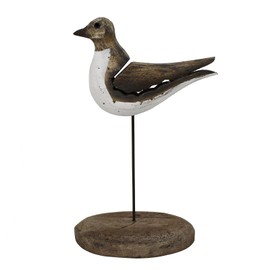 Wood Bird Statue Nautical Decor Decorative Seagull Sculpture Hand Carved Wooden Sea Birds Figurine Coastal Ocean Beach Themed Decoration for Home Yard Bathroom Living Room (Bird A, S)