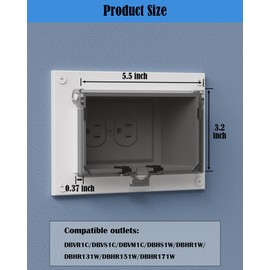 Type 3r Enclosure Cover, DBHC-1 Outdoor Outlet Cover for Wet Locations (Horizontal), Electrical Box Replacement Cover for DBHS1C/DBHR1C/DBHM1C/DBHR141C in Box Electrical Outlet Box - Clear(2-Pack)