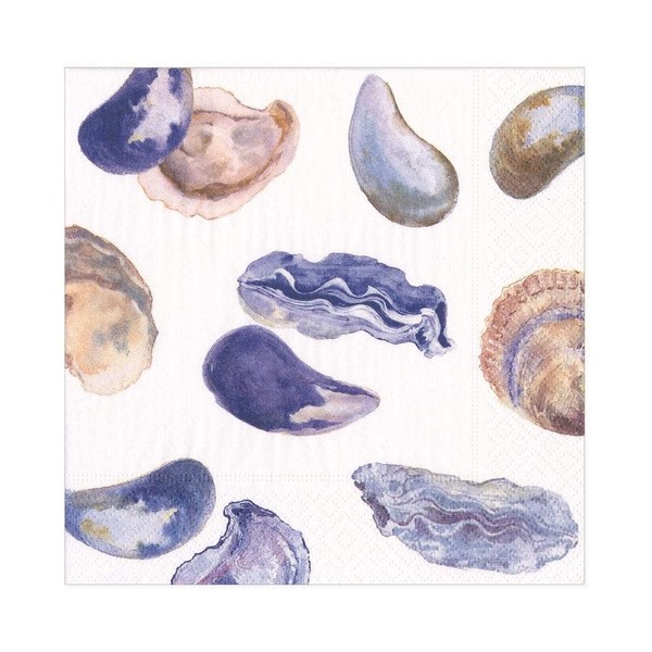 Caspari Oysters and Mussels Paper Luncheon Napkins, Two Packs of 20