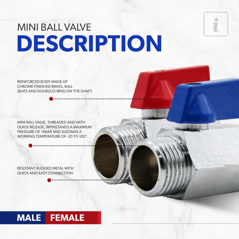 DOJA Barcelona Mini Ball Valve, Pack of 2, Blue &
