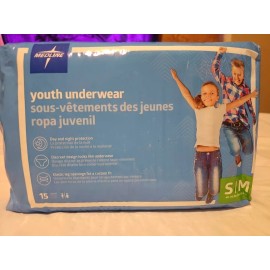 Medline Unisex Youth Underpants Diapers Size S/M 40-70lbs. 15 count/bag