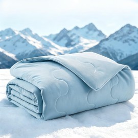 Premium Cooling Blanket for Medium Dogs, Cool-to-Touch Washable Mat for Couch Bed Car Q-MAX>0.53, Blue, 30x40