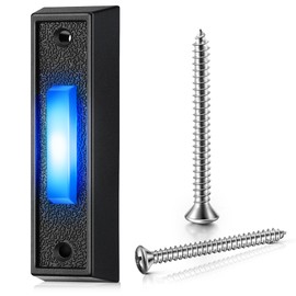 Saillong LED Lighted Doorbell Button Wired, Door Bell Ringer Push Buttons Replacement Wall Mount Door Chime Opener Switch, Doorbell Cover with Soft Blue Light(Black, 1 Pack)