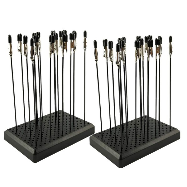 MAY.T Model Painting Alligator Clip Sticks 40PCS with Stand Base 2PCS for Airbrush Hobby Model Parts
