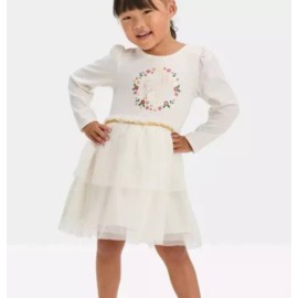 Cat & Jack Girls CAT & JACK ivory deer tutu dress 2T NWT gold sparkle cotton knit