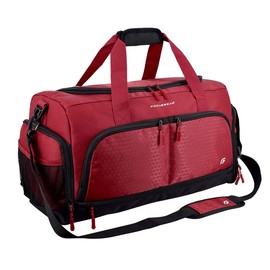 Ultimate Gym Bag 2.0: The Durable Crowdsource Designed Duffel Bag with 10 Optimal Compartments Including Water Resistant Pouch, Red, Medium (20"), Red, Medium (20")