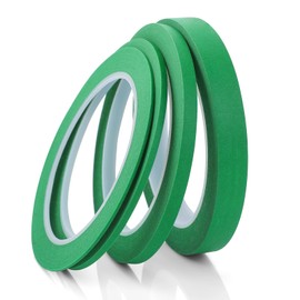 CIATBYYJ 4 Rolls Pinstripe Tape, Green Automotive Masking Tape for Painting, High Adhesion Masking Tapes for DIY, Car, Paint, Art Creat (1/16, 1/8, 1/4 and 1/2 Inch Wide x 52 Yard Long)