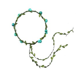 Women's Flower Wreath Flower Crown Headband Hair Accessories Flower Headband Boho Flowers Hair Band Bridal Flower Headband with Leaves for Wedding Party Festival Birthday, Mint Green