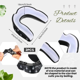 Yaomiao 2 Pcs Cross Football Mouth Guards Christian Teeth Armor Sport Game Guard & Case Religious Mouth Guard Baseball Wrestling Lacrosse Basketball Rugby Boxing Taekwondo(Black & Proverb,Adult)