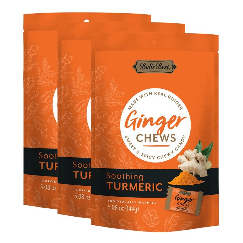 Bali's Best Ginger Chews, Soothing Turmeric Flavor, 5.08 Oz (Pack