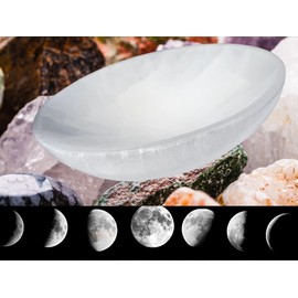 High Energy XXL Selenite Bowl 8 Inch High Energy Thickly Hand-Carved Crystal Holder to Charge, Cleanse Crystals, Charging Selenite Crystal Bowl, Spiritual Gifts, Wicca Supplies (8" Huge Extra Large)