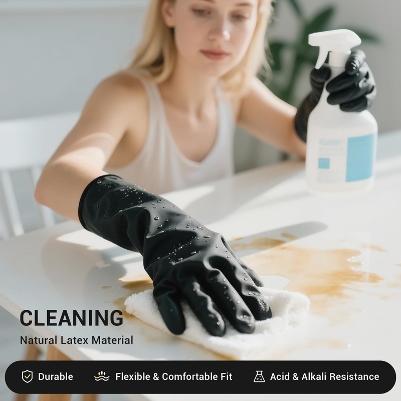ThxToms 3 Pairs Dishwashing Cleaning Gloves, Reusable Dishwashing latex Gloves