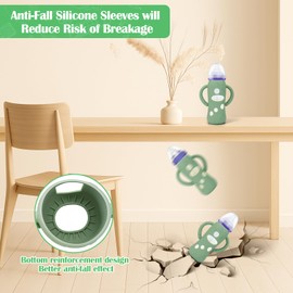 BUSOHA 3 Pack Silicone Sleeves for Lansinoh Glass Baby Bottles - Wide Neck Baby Bottles Sleeves for Lansinoh Bottles Baby Anti-Colic Bottles Holder with Handle Silicone Protector,8 oz