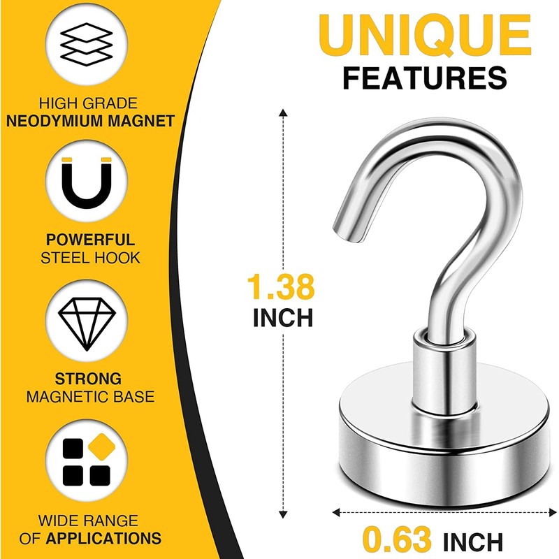 DIYMAG Magnetic Hooks, 30Lbs Strong Heavy Duty Cruise Magnet (75