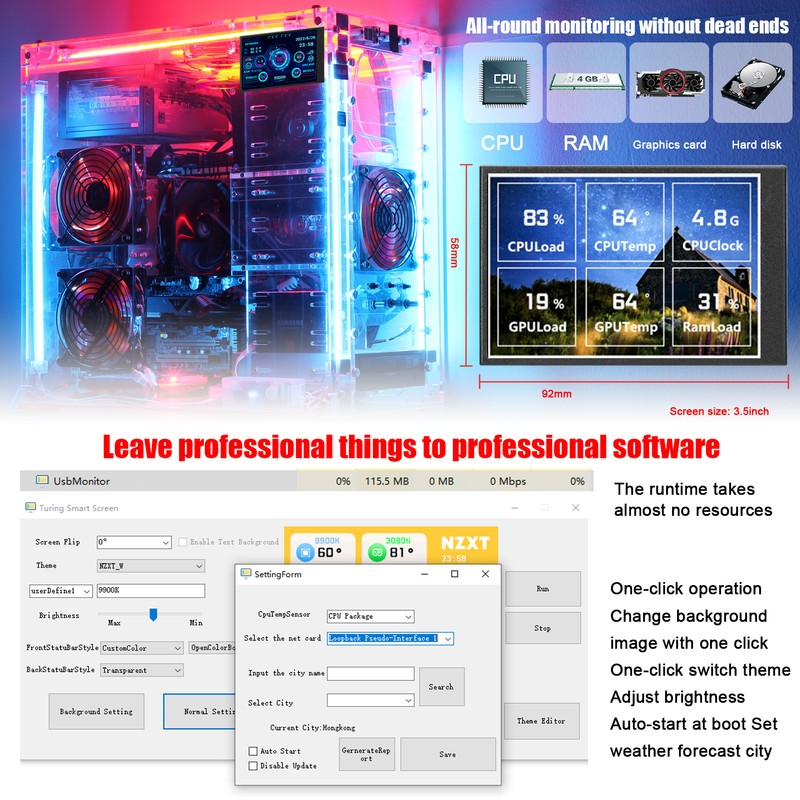 3.5 Inch IPS LCD Monitor Display Computers Monitor CPU GPU