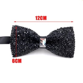 Rhinestone Bow Ties for Men Pre-Tied Bow Tie Banquet Bow Tie Adjustable Length Wedding Party Black, black