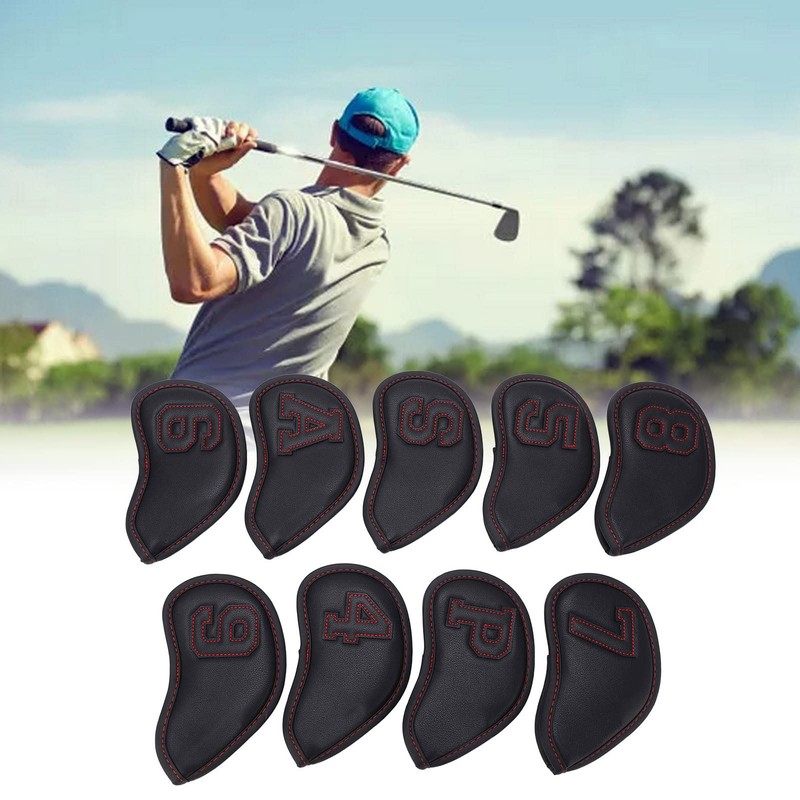 Golf IronCovers, 9Pcs PU and Plush Golf Club IronCovers Waterproof