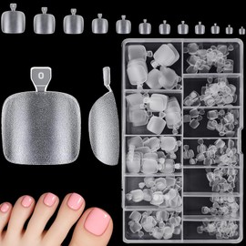XIAOHEBAN 240 Stück Fußnägel Tips, 12 Größen Quadrat Künstliche Fussnägel Matte Tips Für Fussnägel, Artificial Toe Nail Tips, Soft Gel Full Cover Toenail Künstliche Zehennägel, Für Nagelkunst DIY
