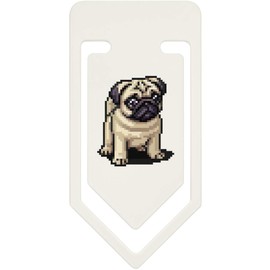 91mm 'Pixel Art Pug Puppy' Large Plastic Paper Clip (CC00081528)