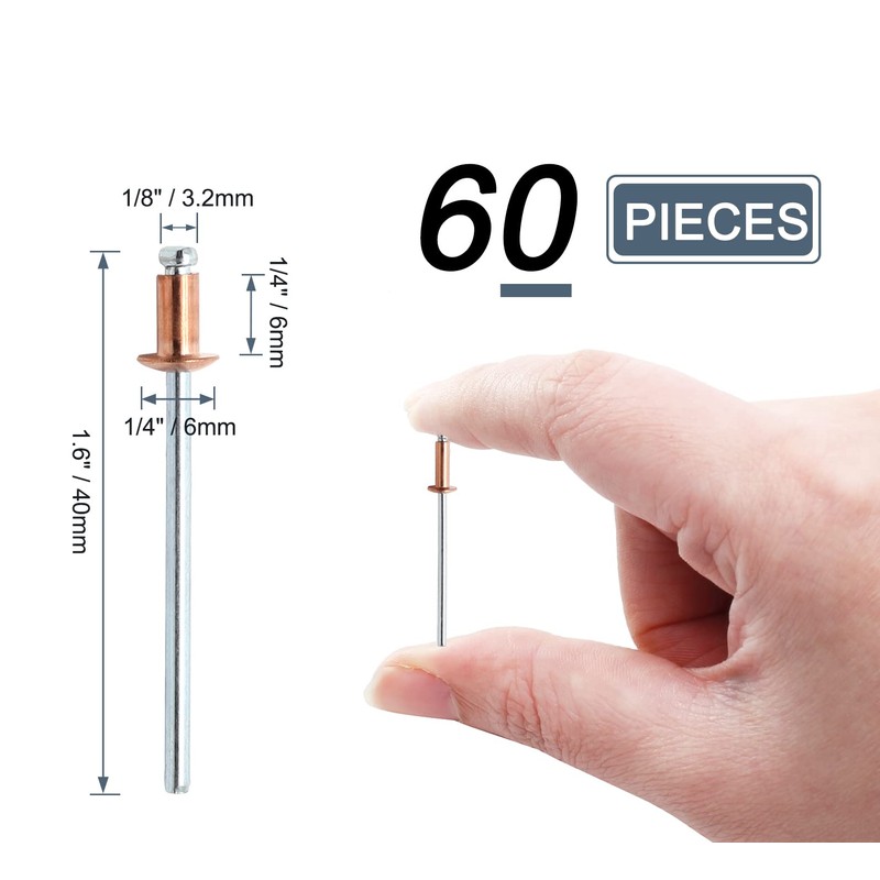 HARSKIYER 1/8" x 1/4" Red Copper Pop Rivets Assortment -