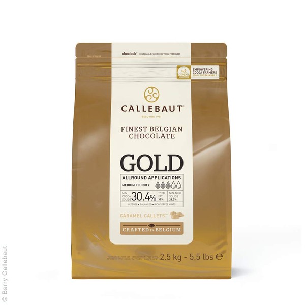 Callebaut Gold Caramel Chocolate Easimelt Callets Finest Belgian Chocolate 2.5Kg