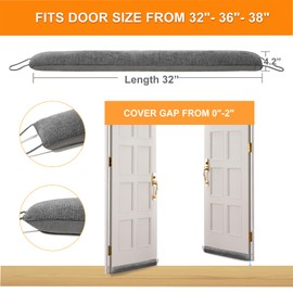 Weighted Door Draft Stopper Under Door Noise Blocker Front Door Insulation Door Draft Guard Weatherproof Strip Energy Efficient Door Accessory (Grey, 32inch)