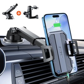 SUUSON 2024 Upgraded Cell Phone Holer Mount[Strongest Suction] Phone Mount for Car Dashboard Air Vent Windshield, fit for All Phone (Black)