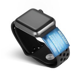 Divoti Dual-Sided Engraved Alert ID Tag for Apple Watches All Series - PVD Blue - Text