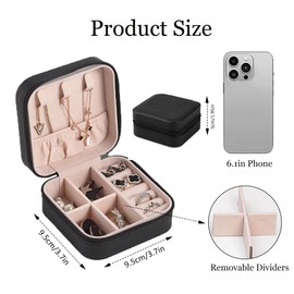 Senshuomy Jewellery Box for Women and Girl,Portable Mini Jewelry Box,Multi-functional PU Leather Jewelry Display Holder,Travel Jewellery Box for Necklace Rings Bracelets Earrings(Black/2Pcs)