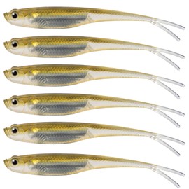 Dr.Fish Soft Plastic Baits Bass Fishing Lures Fork Tail Soft Jerkbait Drop Shot Bait Jerk Shad Minnow Swimbait Crappie Lures for Trout Pike Walleye Olive 4.75''