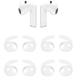 Rqker Sport Eartips Compatible with Galaxy Buds 3, 4 Pairs Anti Slip Soft Silicone Earbuds Tips Hooks Sport Earhook, Compatible with Galaxy Buds 3 Galaxy Buds 3 SM-R530 White