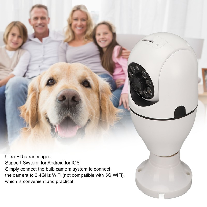 Light Socket Security Camera 1080P Wireless 2.4GHz WiFi Home Security