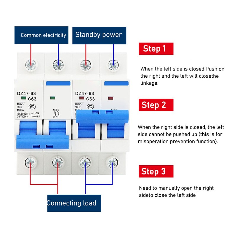 2P Interlock Circuit Breaker 4500A Breaking Capacity Dual Power Interlock