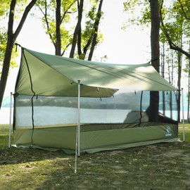 REDCAMP Bug Camping Tents,Portable Screen Shelter for Hammocks with Mosquito Mesh, 6 Wind Cords & 12 Stakes,Foldable Screen House for Picnics, Backpacking & Beach in Summer(with 4 Poles)