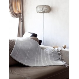 SMYRNA TURKISH COTTON Beach Blanket – Sand-Free Oversized Beach Throw 50x60 – Quick-Dry Lightweight Turkish Towel for Beach, Pool, Picnic & Outdoor Travel – Eco-Friendly Recycled Cotton, Gray