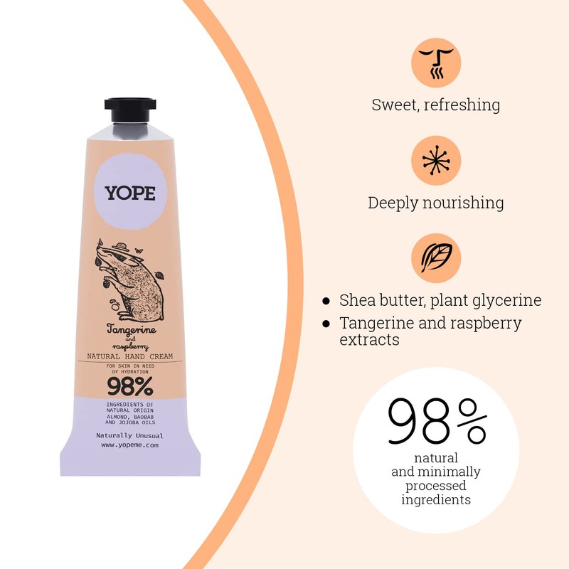 Botanical Series yope Hand Cream, Tangerine and Raspberry Scent, 1.7