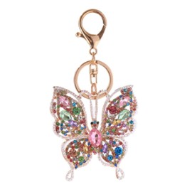 ARFUKA Keychain Rhinestone Butterfly Pendant Keyring 3d Animal Iced Out Metal Key Ring Charm Jewellery Christmas Birthday Gift Keychains Key Chain Key Ring Holder for Men and Women