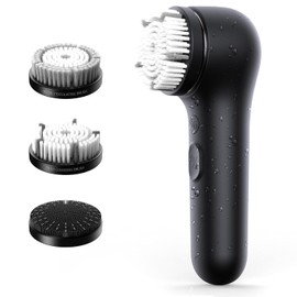 NågraCoola Cepillo de limpieza facial, limpiador facial eléctrico con giro y pulsación, 3 cepillos, 3 intensidades, 2 modos de acción, negro