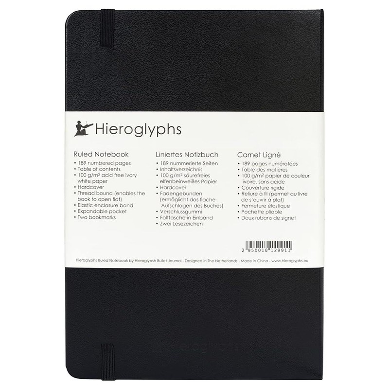 Hieroglyphs Notebook A5 Hardcover, 189 Numbered Pages, 3 Colours, Organiser
