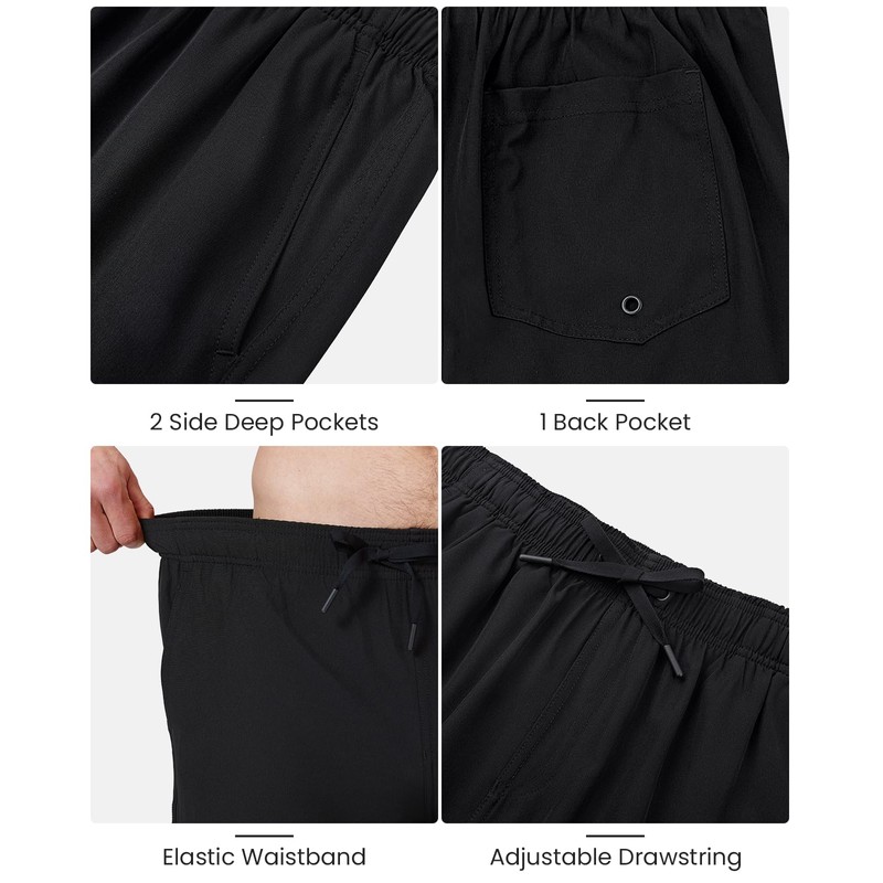 TTZ - Bañador para hombre con forro de compresión, Negro
