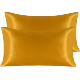 NTBAY 2 Pack Satin King Pillowcases for Hair and Skin, Luxurious and Silky Pillow Cases with Envelope Closure, 20x36 Inches, Golden Brown