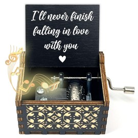 ukebobo Can't Help Falling in Love Wood Music Box, Musical Boxes for Love One, Gifts for Gf, Anniversary Valentine Birthday Wedding for Lover Boyfriend Girlfriend Husband Wife(Black)-526